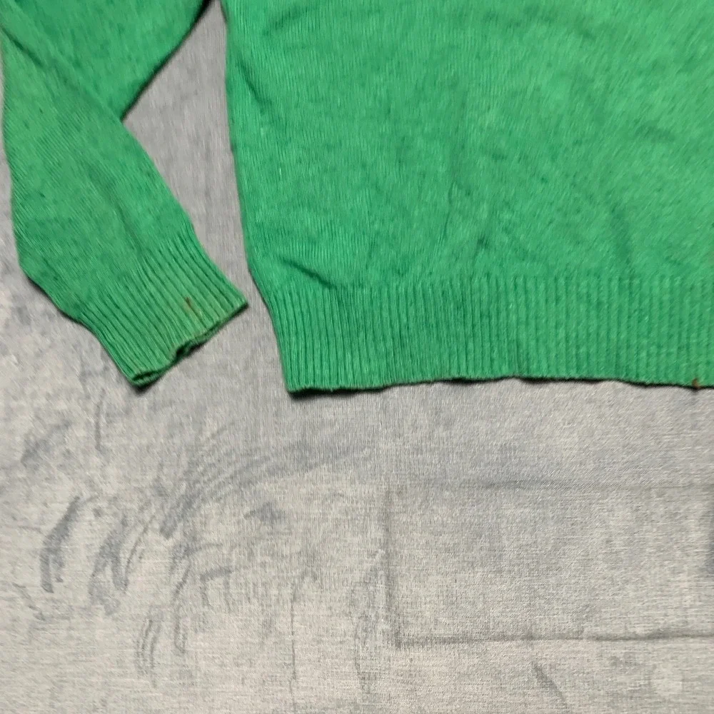 Banana Republic Sweater Mens Medium Green Tight Knit Ribbed Trim Long Sleeve